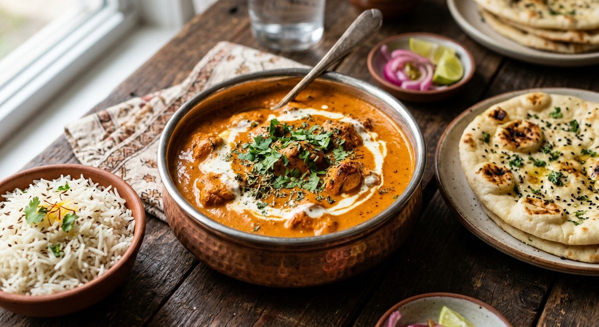 Indijski butter chicken curry s rižom