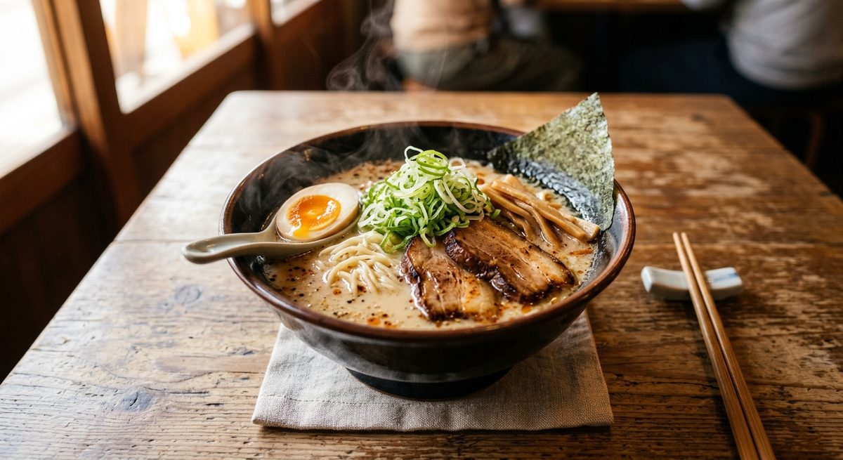Japanski ramen s jajima i mesom