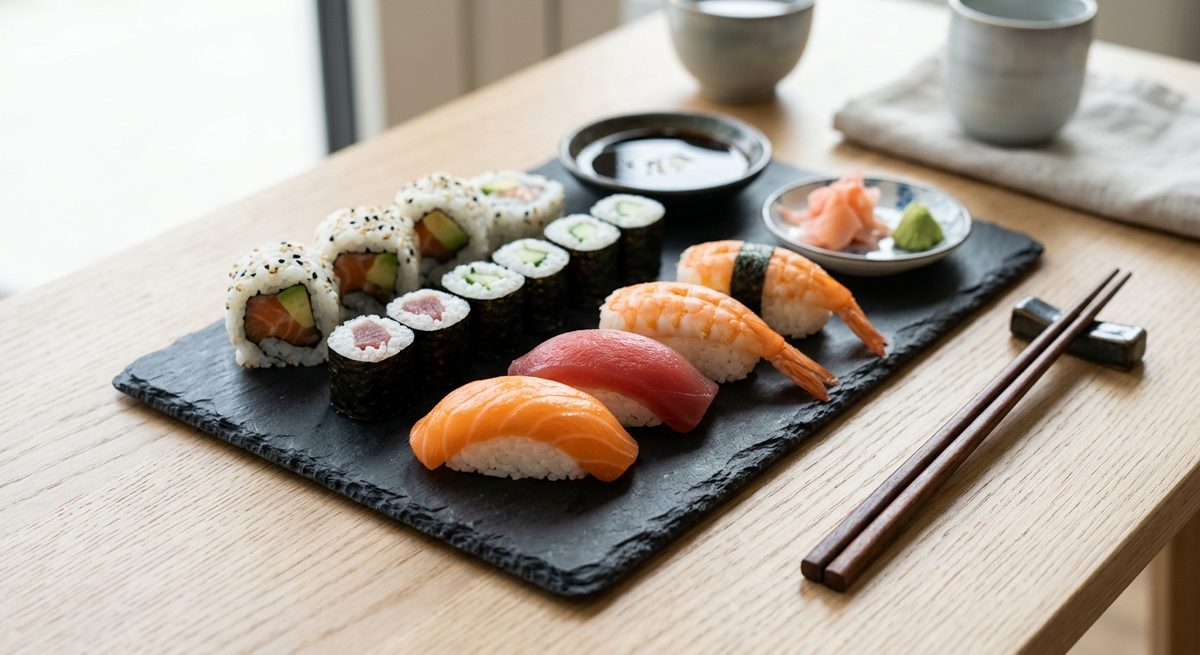 Japanski sushi nigiri i maki rolice