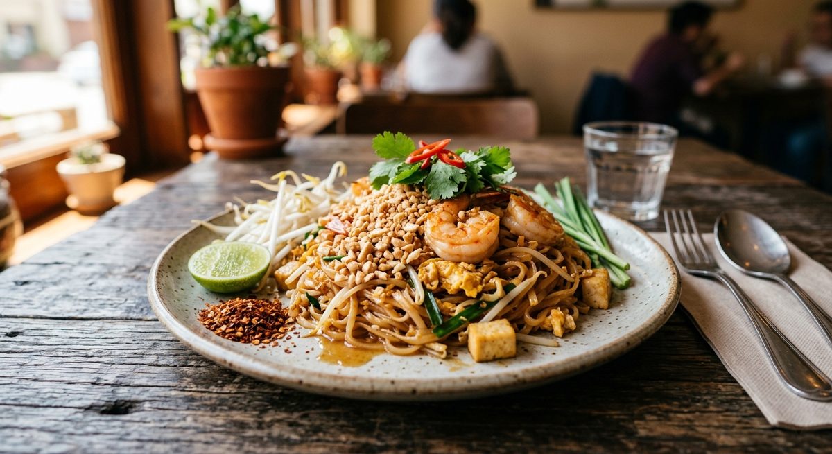 Tajlandski Pad Thai s škampima i kikirikijom